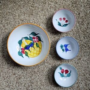 Fortebraccio Italy Fruit Bowls Ceramicho Dipinto Amano Hand painted Set 4